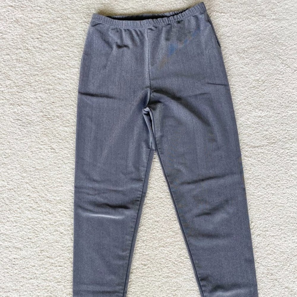 Womens Workout Leggings Gray Shimmer Shiny Skinny Elastic Waist Gym Yoga Pant M